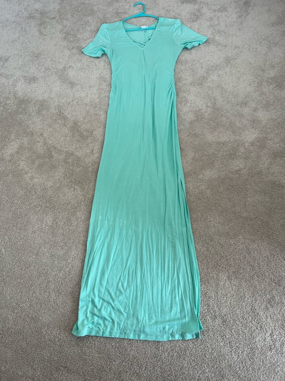 VENUS Aqua/Turquoise Maxi Dress with V-Neck